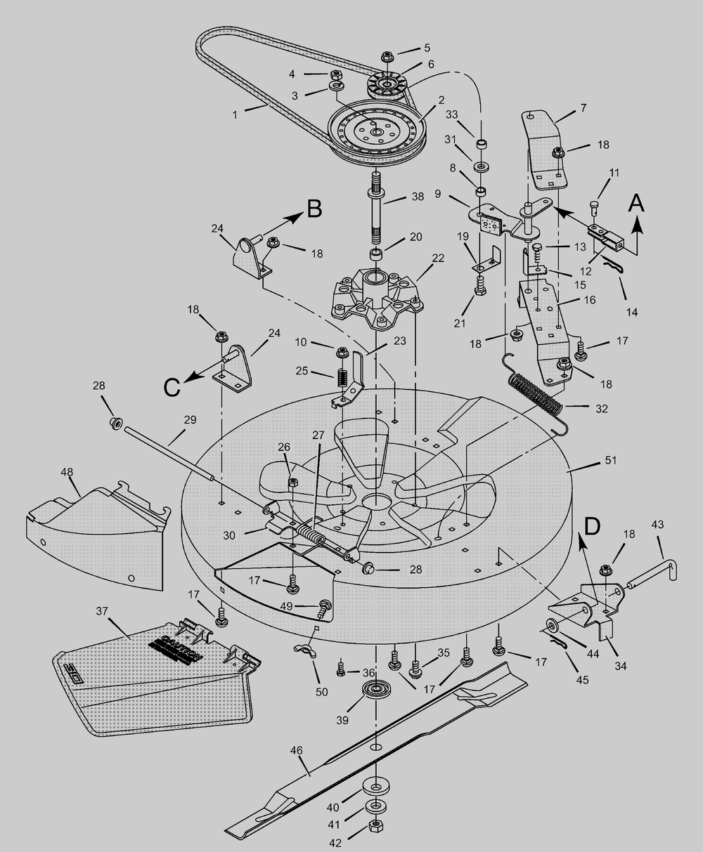 Mower Housing Diagram and Parts List for 30575X8C  Briggs and Stratton Lawn Tractor
